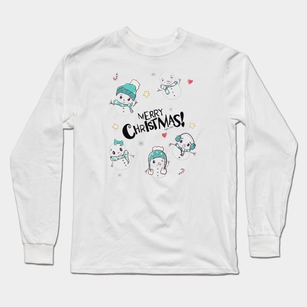 Funny and Kawaii Christmas Long Sleeve T-Shirt by KyasSan